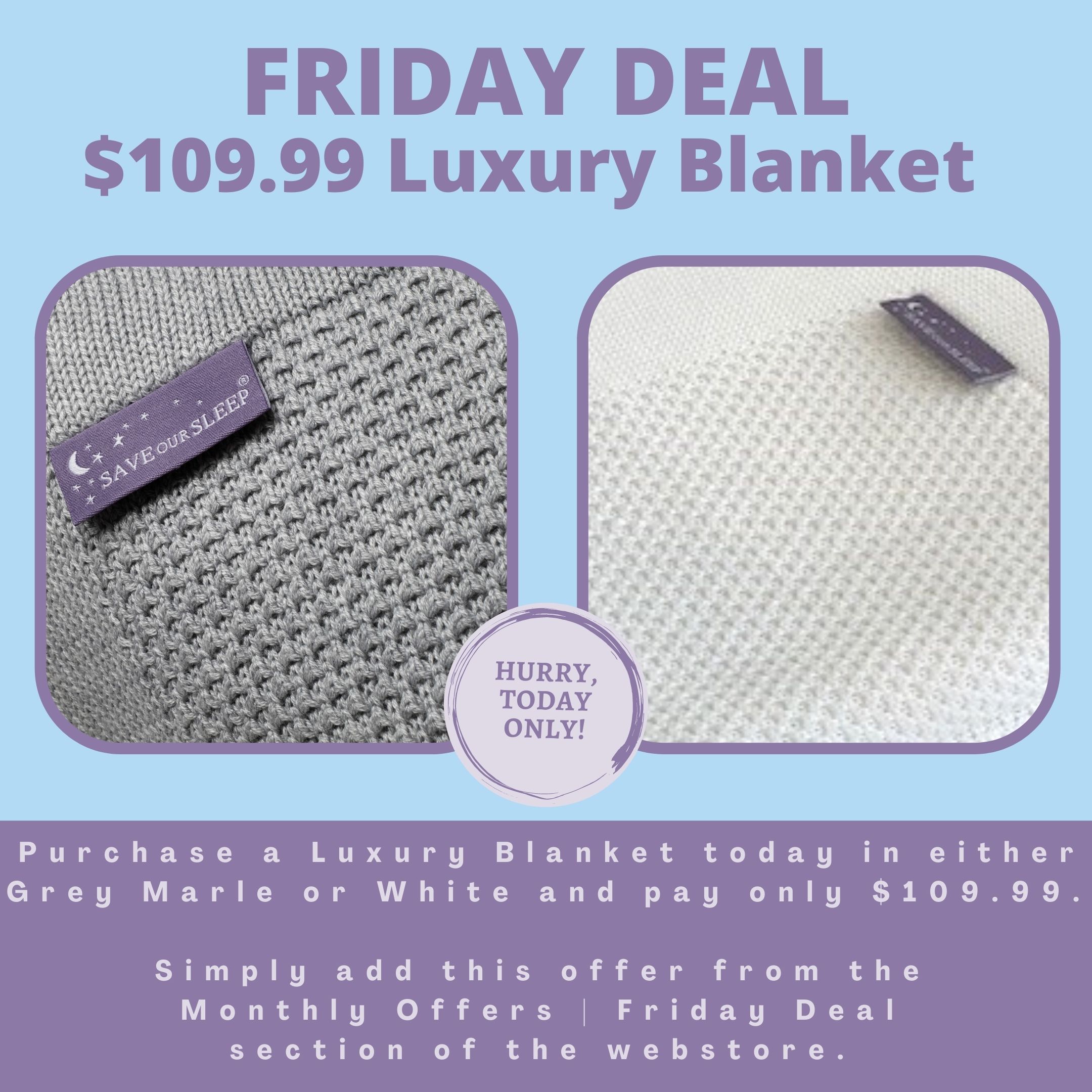 Friday Deal - White & Grey Marle Luxury Blanket